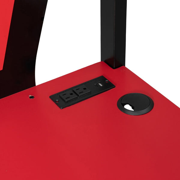 English Elm Full-size Gaming Loft Bed with Integrated Rgb Desk Usb Ports and Esports Frame Red LT000239AAR