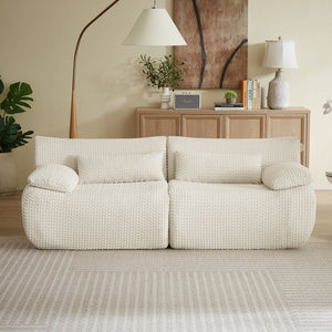 English Elm Loveseat Corduroy Cloud Couch Modular Boneless Sofa for Comfortable Living Room Lounging Cream W2339P461288