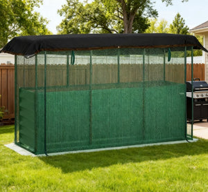 English Elm Galvanized Steel Raised Garden Bed with Hdpe Crop Cage and Shade Cloth Kit T3971P422575