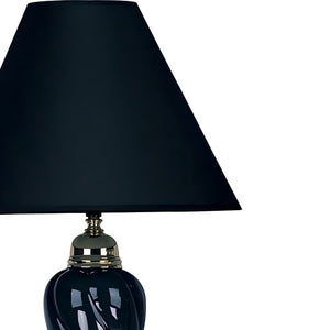 English Elm 22" Ceramic Table Lamp Urn-Shaped Black-Burgundy Glazed Base with Gold Trim, Linen Empire Shade, 3-Way Switch B072116035