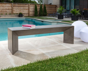 Sunpan Nomad Bench - Elegant Concrete Design with Unique Textures for Indoor and Outdoor Spaces, 55.75"W Grey