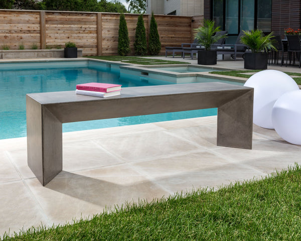 Sunpan Nomad Bench - Elegant Concrete Design with Unique Textures for Indoor and Outdoor Spaces, 55.75"W Grey