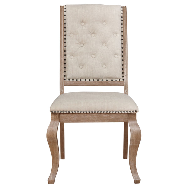 English Elm Traditional Tufted Dining Chair Set of 2 with Nailhead Trim, Upholstered Comfort and Antique Java Finish Cream,Light Brown 44.3 L x 21.46 W x 16.34 H B011P311400