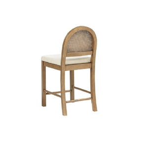 English Elm Upholstered Counter Stools Set of Two with Woven Rattan Back for Kitchen Island Brown B011P474548