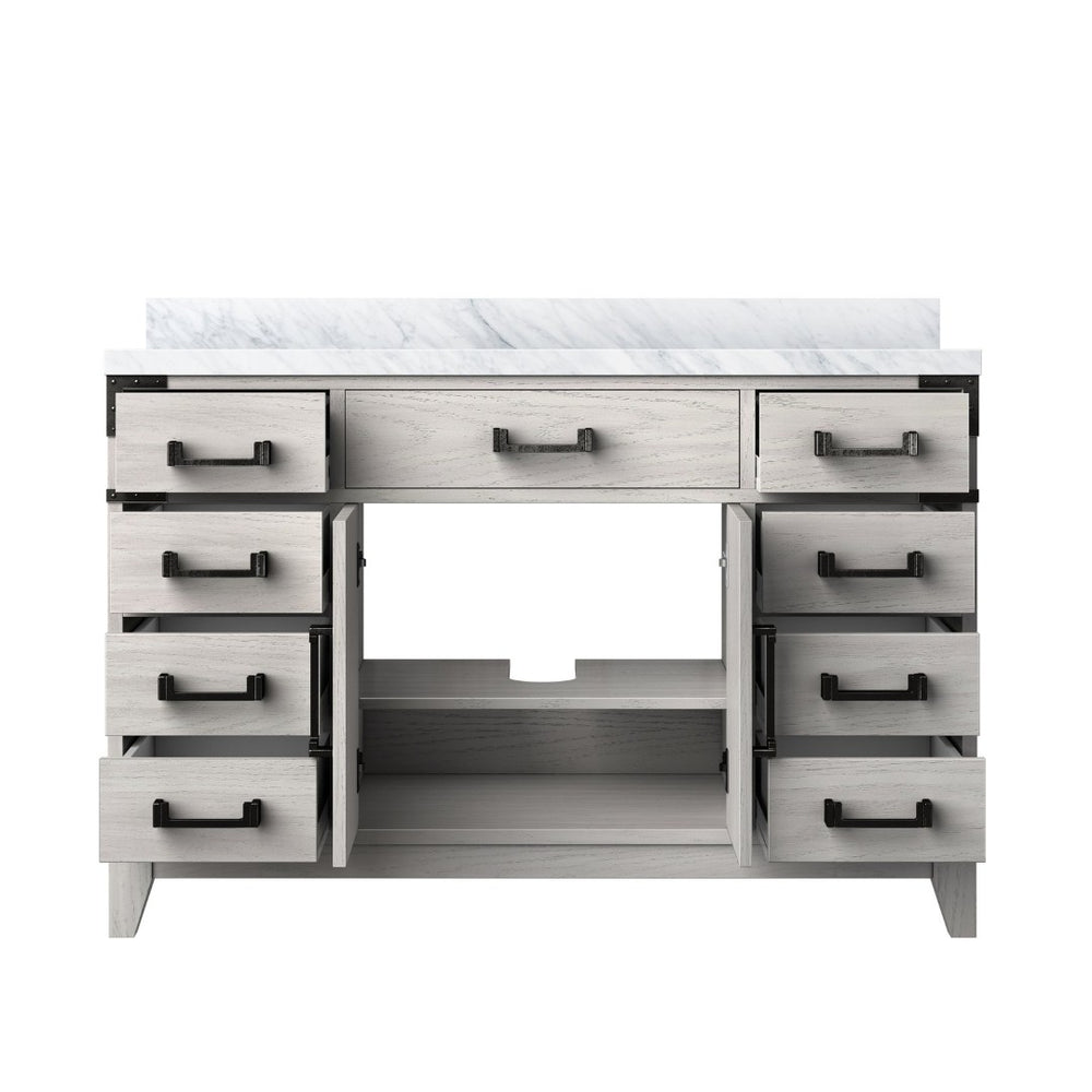 English Elm White Oak Single Bath Vanity 48" W X 22" D With Durable Carrara Marble Top And Ample Storage Space B2731P259827-GIGA