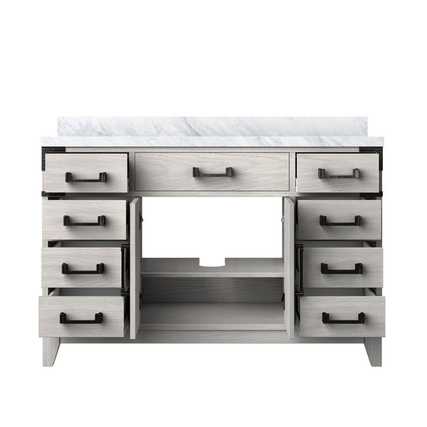 English Elm White Oak Single Bath Vanity 48" W X 22" D With Durable Carrara Marble Top And Ample Storage Space B2731P259827-GIGA