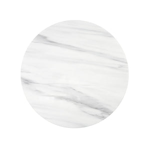 English Elm Zaid Round Engineered Marble Top End Table with Glossy White Pedestal Base B2726S00082