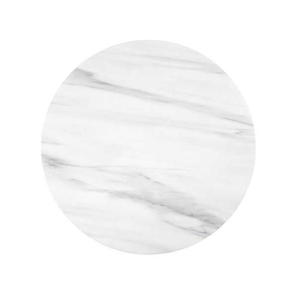 English Elm Zaid Round Engineered Marble Top End Table with Glossy White Pedestal Base B2726S00082
