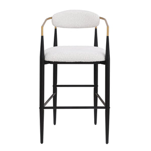 English Elm Christopher Knight Home® - Barstools Set Of 2 - Modern Upholstered Kitchen Stools With Supportive Backs & Iron Legs, Beige N779P248198M