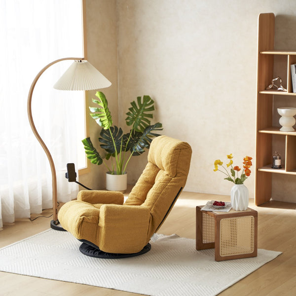 English Elm Adjustable ergonomic gaming lounge chair with 360° swivel, spring seat comfort and phone holder Yellow W244P172638