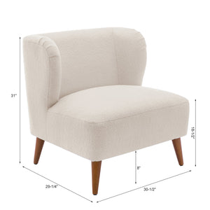 English Elm Veda Boucle Accent Chair Milky White - Cozy Armless Wrapback Design, Pocket Coil Seat, Chestnut Legs B050P229957
