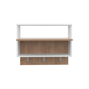 English Elm Wall Shelf with 2 Shelves White/Natural Oak - Engineered Wood Display Storage for Books & Decor B097P369430