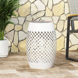 Christopher Knight Home® - Noble House - Roswell Outdoor Lace Cut Side Table with Tile Top