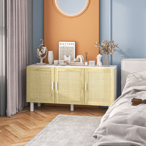 English Elm Homcom Boho Sideboard Buffet Cabinet With Rattan Doors, Adjustable Shelves, And Elevated Base Storage W2225P217721