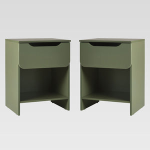 Simple Modern 1-Drawer Nightstand - Set of 2 Green DOMB4CGRC-2PK Walker Edison