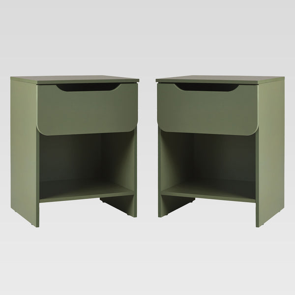 Simple Modern 1-Drawer Nightstand - Set of 2 Green DOMB4CGRC-2PK Walker Edison