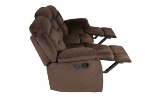 English Elm Modern Velvet Reclining Sofa with Usb Port Tufted Plush Back and Pillow Arms Chocolate B011P468570