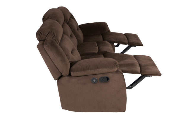 English Elm Modern Velvet Reclining Sofa with Usb Port Tufted Plush Back and Pillow Arms Chocolate B011P468570