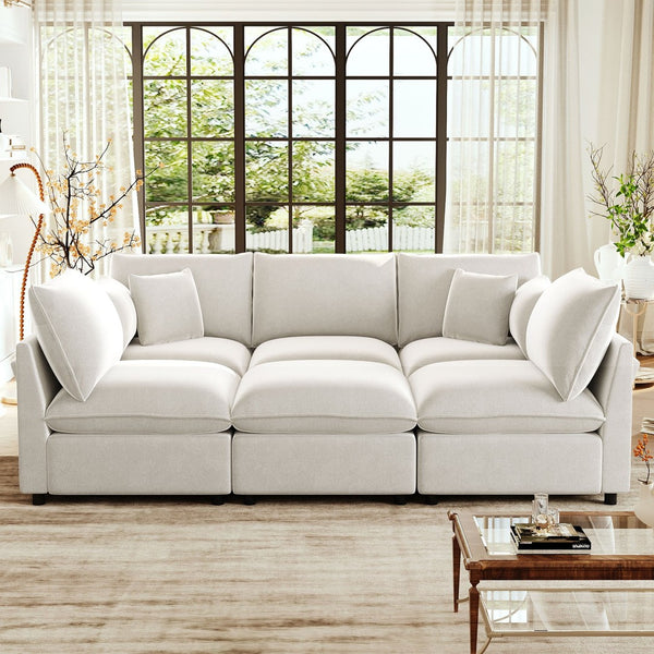 English Elm Swivel Barrel Accent Chair Chenille Tufted Round Club Seat for Living Room Lounge Beige N719S002300A