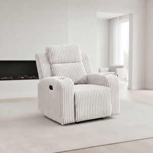 English Elm Recliner Chair Corduroy Upholstered with Bluetooth Speaker and Usb Charging for Living Room Grey W3900P386027