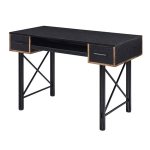 English Elm Black Computer Desk with Smooth Drawer Glides, Dual Side Storage, Keyboard Tray, Compact 47.5" Width B062P184575