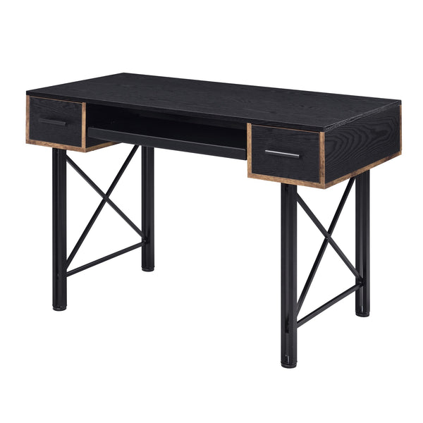 English Elm Black Computer Desk with Smooth Drawer Glides, Dual Side Storage, Keyboard Tray, Compact 47.5" Width B062P184575
