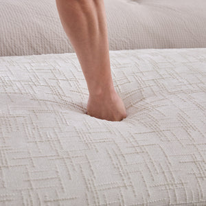 English Elm 83.1"Wide Plush Upholstered End-of-Bed Bench with Armrests, Chenille Seat, Rubberwood Legs, 2 Bolsters Beige W3098S00035