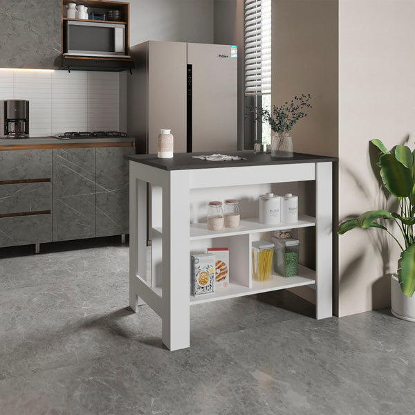 English Elm Cortes 2-Tier Kitchen Island With Spacious Worktop, Stylish Storage & Reversible Design For Versatility B070P234334