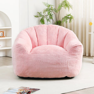 English Elm Bean Bag Chair - Plush Faux-Fur Sofa With Armrests, High-Density Foam For Cozy Living Room Comfort W2200P313809