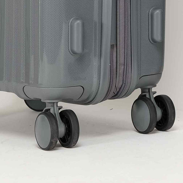 English Elm Luggage 3 Piece Pp Hard Shell Travel Set with Spinner Wheels Expandable Carry On Light Gray T3292P317019