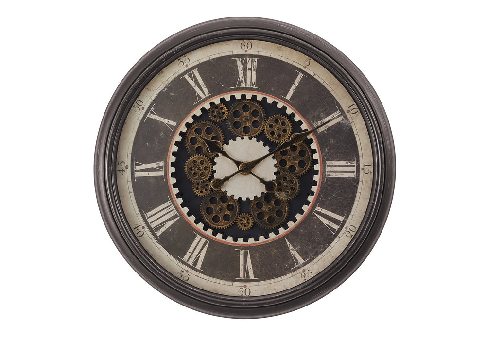 English Elm Clocks, 23" Round Gear Mechanism Wall Clock With Vintage Charm For Rustic And Industrial Décor B2710P287143