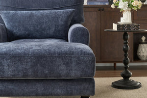 English Elm Modern Chaise Lounge with Plush High-Resilience Cushion and Solid Wood Frame for Durable Comfort Blue W2120P296387