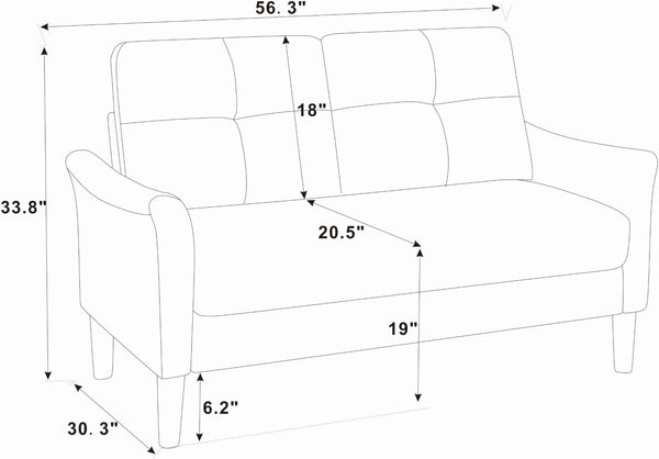 English Elm Tufted Button Back Loveseat with Tall Legs Mid Century Style for Living Spaces B2748P493721