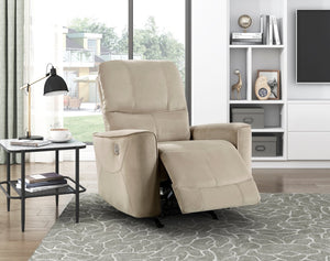 English Elm Modern Power Rocker Recliner in Light Brown Velvet — Button Recline, Gentle Rock, Solid Wood Frame B011P264607
