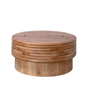 English Elm Round 30.3" Wooden Coffee Table with Lift-Top Storage, Rustic Modern Round Centerpiece for Living Room W2729P270752