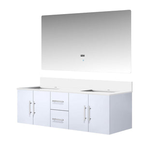 English Elm Glossy Double Bath Vanity 60 in with Cultured Marble Top, Soft-Close Drawers, LED Mirror, Durable Finish B2731S00775