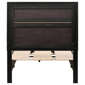 English Elm Urbana Black Twin Storage Panel Bed with Crystal Pulls & Glitter Trim, Slatted Platform, Drawers B062S00698
