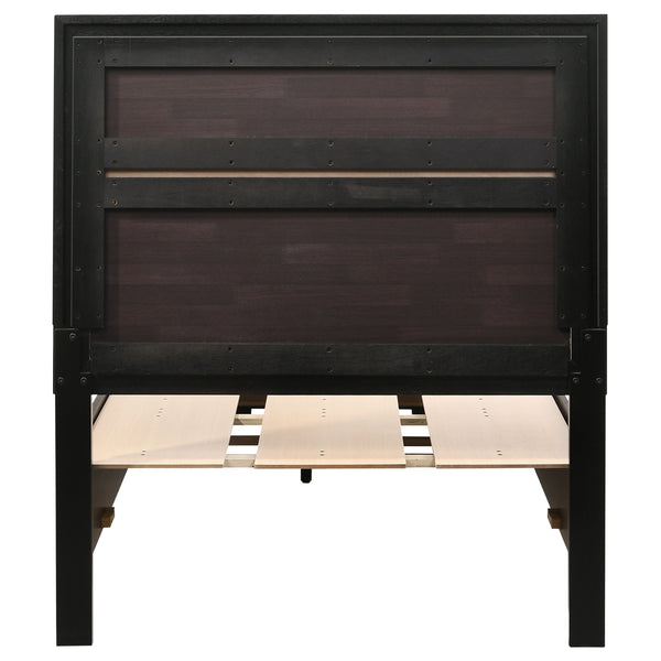 English Elm Urbana Black Twin Storage Panel Bed with Crystal Pulls & Glitter Trim, Slatted Platform, Drawers B062S00698