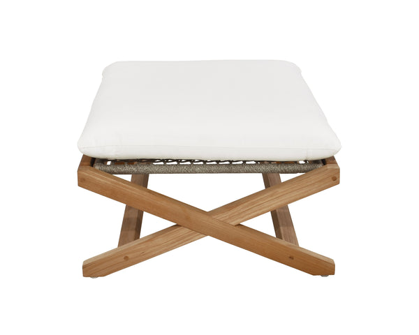 Sunpan Bari Outdoor Stool - Stylish Teak & Aluminum Design for Modern Patios and Relaxing Spaces Natural / Stinson White