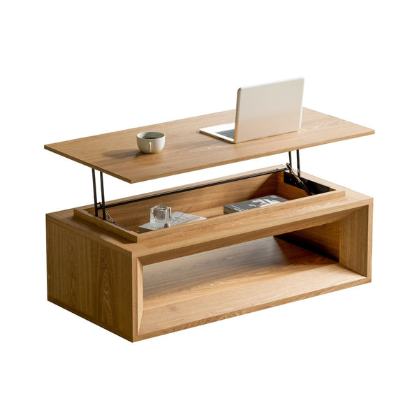 English Elm 43.3'' Wood Veneer Lift Top Coffee Table with Hidden Storage for Living Room Natural Wood W1435P453251