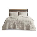 Beautyrest Guthrie Casual 3 Piece Striated Cationic Dyed Oversized Quilt Set BR13-3874 Natural