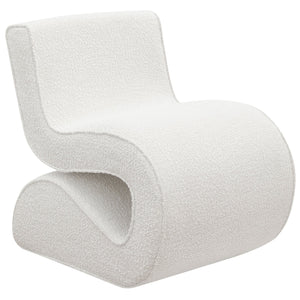 English Elm Austin Cream Bouclé Upholstered Armless Curved Chair — Sculptural Plush Accent Seat for Modern Homes B062P299954