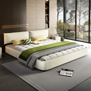 English Elm King Size Cloud Bed Frame - Luxurious Chenille Upholstered Design With Movable Padded Headboard, Beige W1885S00238