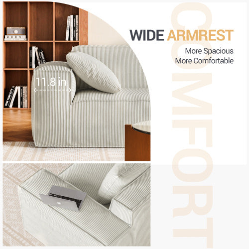 English Elm Belfin Modular Sectional Sofa - Convertible Tofu Block Floor Bed with Plush Chenille Comfort & Easy Moveability Cream W3147P277265