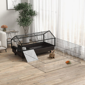 English Elm Pawhut Rolling Small Animal Enclosure with Foldable Run Zone Ramps and Feeding Accessories W2225P173731