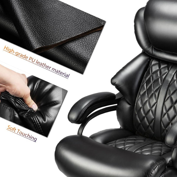 English Elm 500lbs Heavy Duty Executive Chair Wide Spring Seat Ergonomic High Back Home Office Black W5201P418318