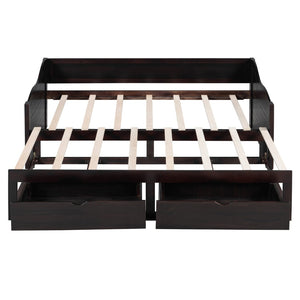 English Elm Wooden Twin Daybed with Pull Out Trundle and Dual Storage Drawers for Guest Rooms Espresso LP000519AAP-1