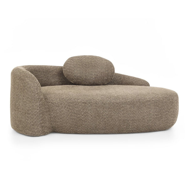 English Elm Modern Oval Boucle Lounge Chair Sculptural Integrated Armrest for Bedroom Living Room Brown W487P456128