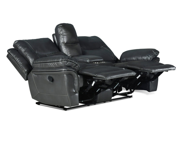 English Elm Steve Silver - Isabella Dark Gray Faux Leather Sofa & Loveseat Set with Manual Recline, Lift-Top Console Comfort B081S00170