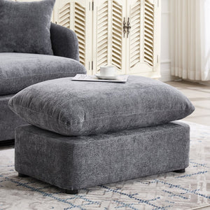 English Elm 360° 360 Swivel Oversized Chenille Armchair with Pocket Spring Seat and Three Throw Pillows Grey W1361S00093